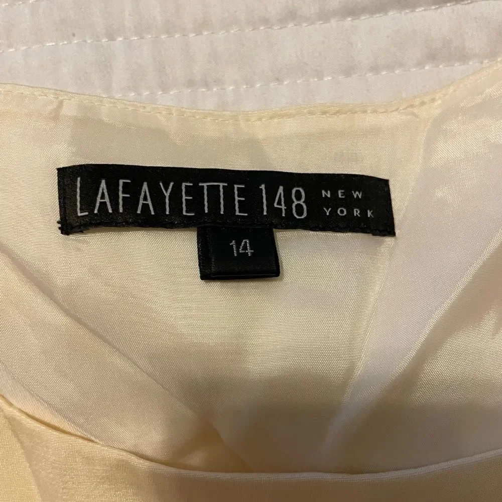 NWOT Lafayette 148 New York Cream Silk Fully Lined Sleeveless Top - 14 - Picture 8 of 10